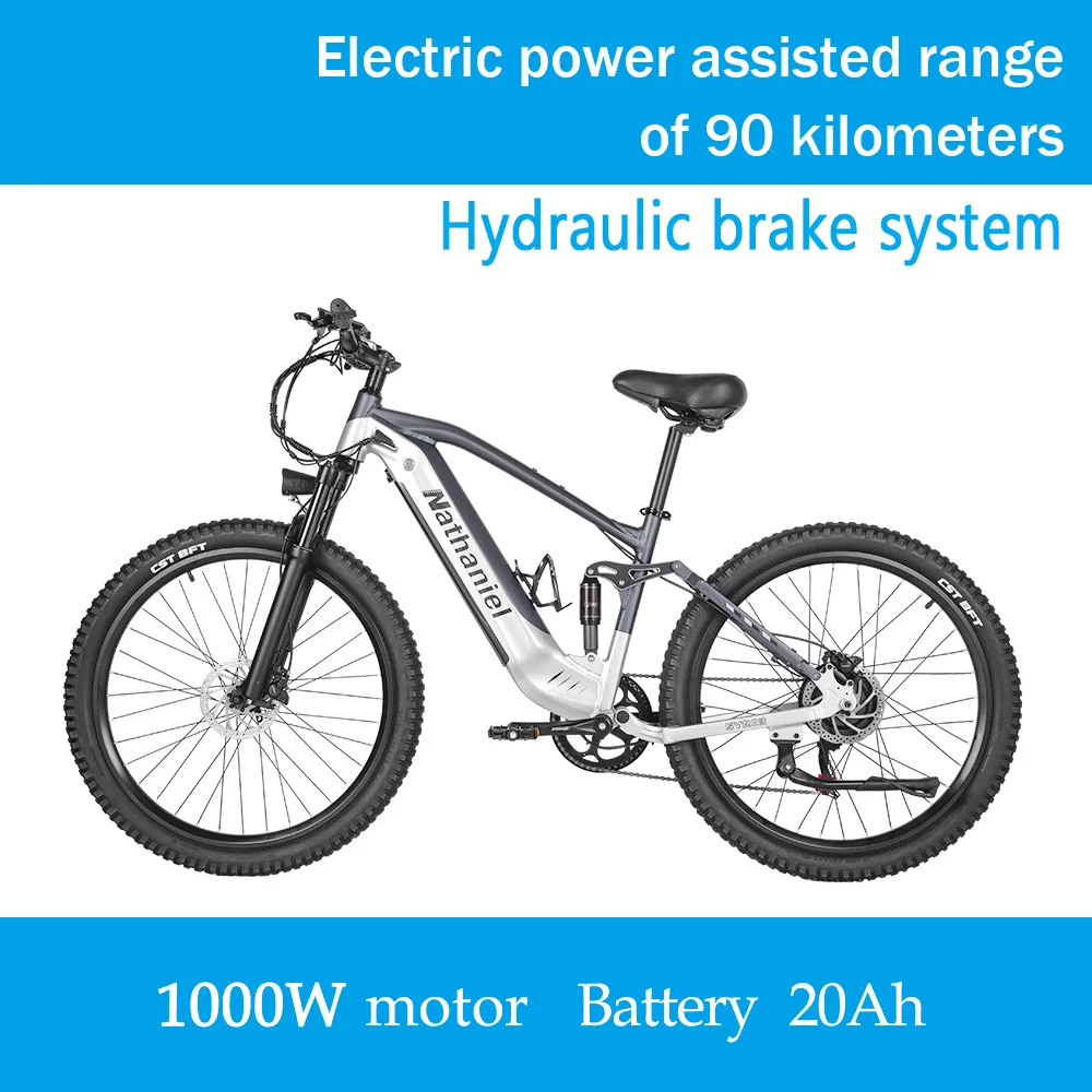 Nathaniel SYR03 E-Bike 1000W Brushless Motor,48V20AH Detachable Battery,27.5" E-Mountain Bike,70KM Range,45KM/h,for Outdoor Ride