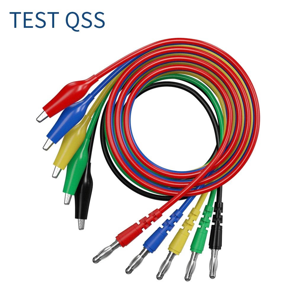 QSS Multimeter Test lead Kit Alligator Clips to 4MM Banana Plug with Alligator Clips Test Probe Accessories Q.T8006