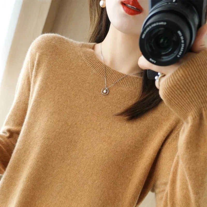 2024 Women Sweater Autumn Winter Long Sleeve O-neck Pullovers Warm Bottoming Shirts Korean Fashion Sweater Knitwear Soft Jumpers