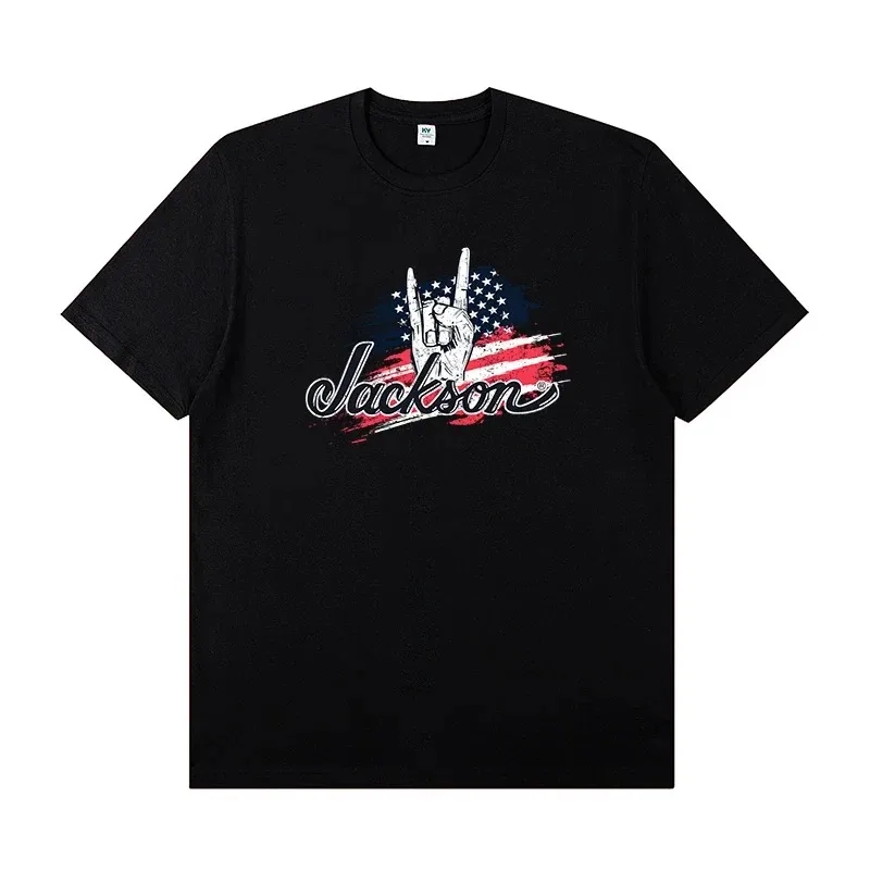 JACKSON SHARKROT Jackson Electric Guitar with Short Sleeve T-shirt Rock Band Outfit Casual T-shirt for Men and Women