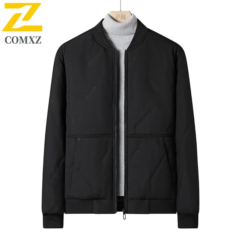 COMXZ رجل مبطن سترة عادية البيسبول طوق العمل في الهواء الطلق سميكة الدافئة سترة عادية اليومية نمط معطف الشتاء مقاومة البرد #2