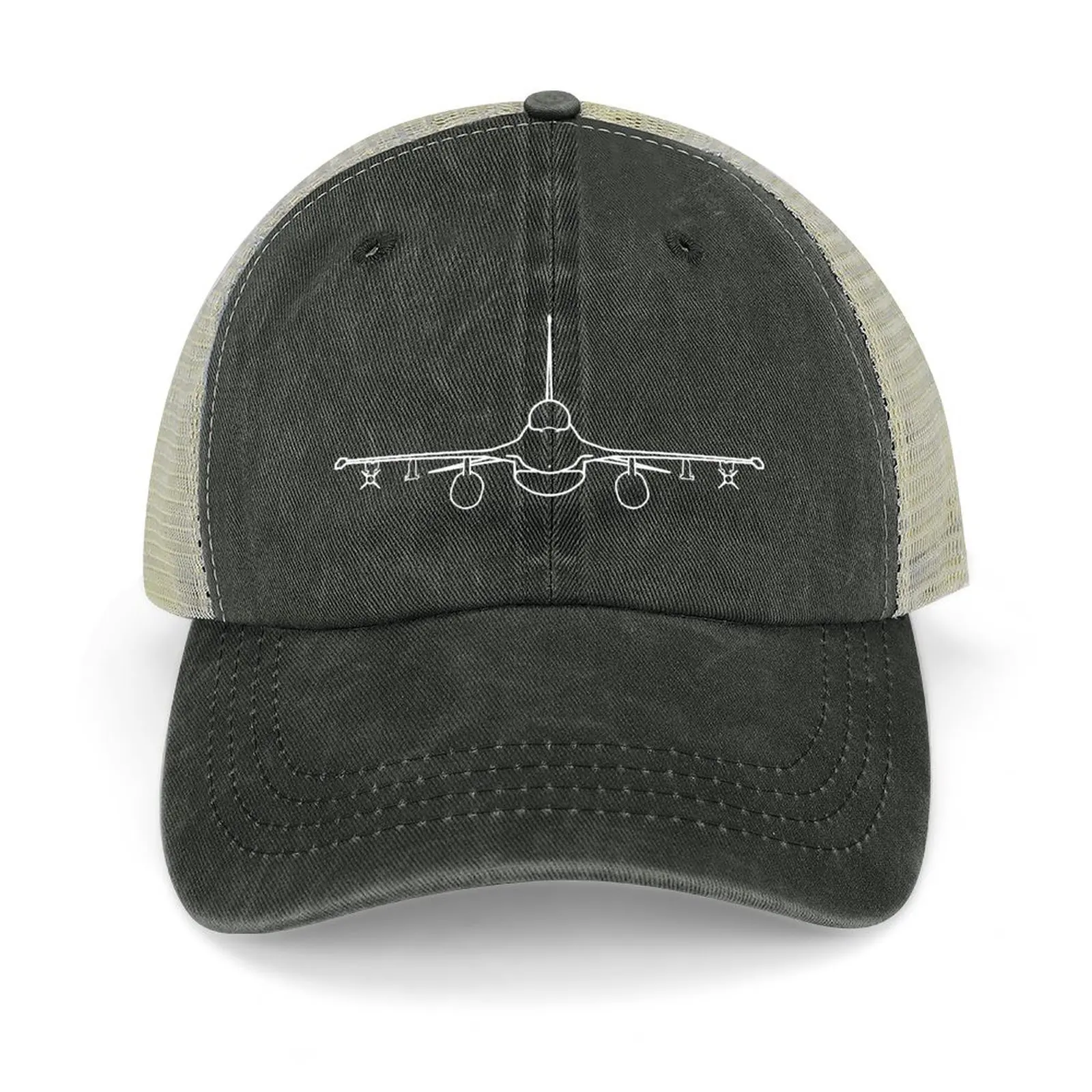 

F-16 classic aircraft outline graphic (white) Baseball Cap western Hat For Women Men's