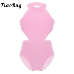 Girls Sleeveless Ballet Leotards Cutouts Back Gymnastics Leotards Ballet Dance Costume Kids Jumpsuit Bodysuit Dancewear