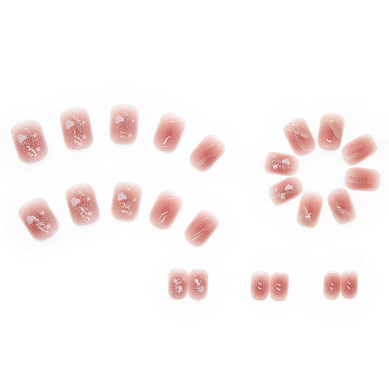 24 Pcs Self-adhesive Press on Nails Pink Sweet Nail Art Short Reusable Adhesive Fake Nails Cheap Stick-on Nails Wholesale 2025