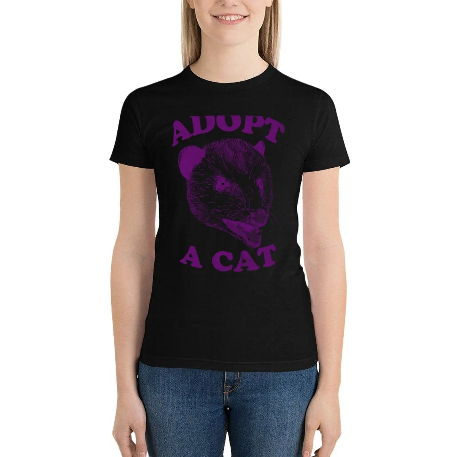 

Adopt A Cat T-Shirt graphics lady clothes Womens clothing