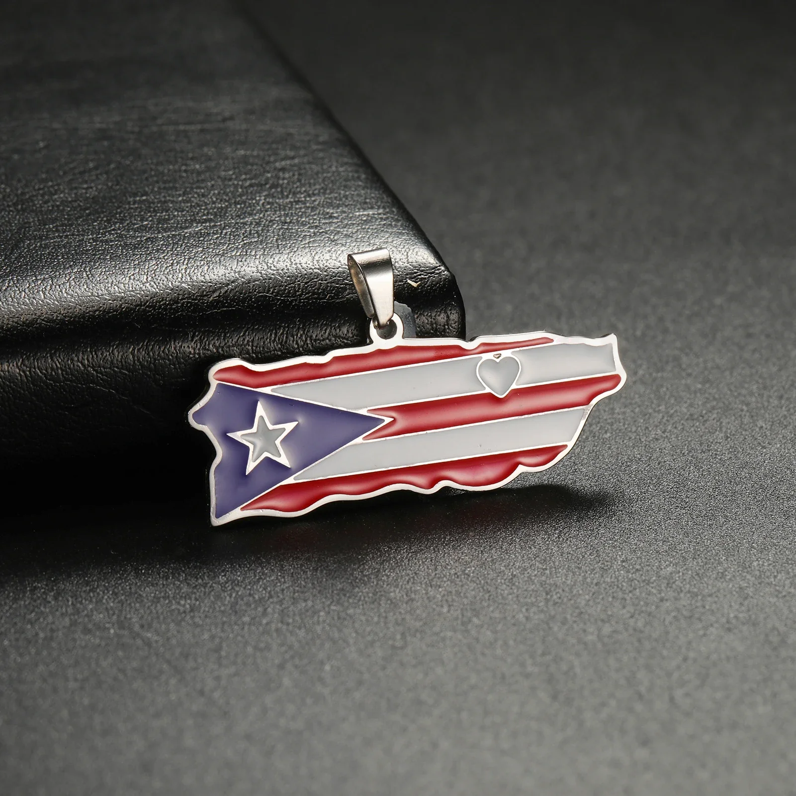 Puerto Rico National Map Stainless Steel Pendant DIY Can Be Made as Necklace Accessory for Men and Women