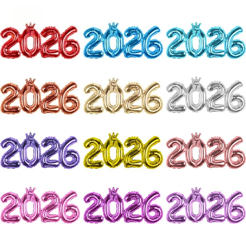 

2026 Crown Number Foil Balloons Happy New Year Eve Party Decoration Photo Booth Props Supplies Christmas Home Decor Navidad 2026