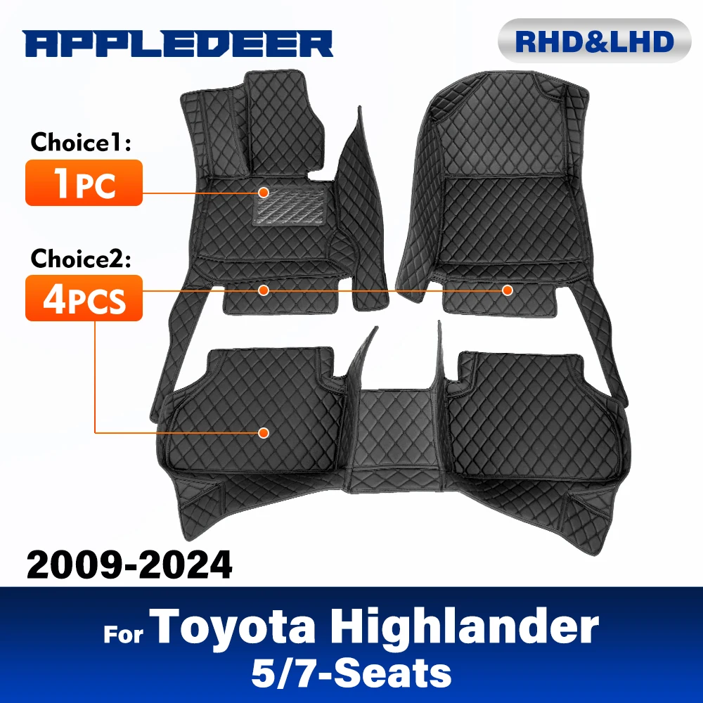 Car Floor Mats For Toyota Highlander 5/7 Seats 2009-2024 23 22 21 2020 19 18 17 16 15 Custom Auto Foot Pads Interior Accessories