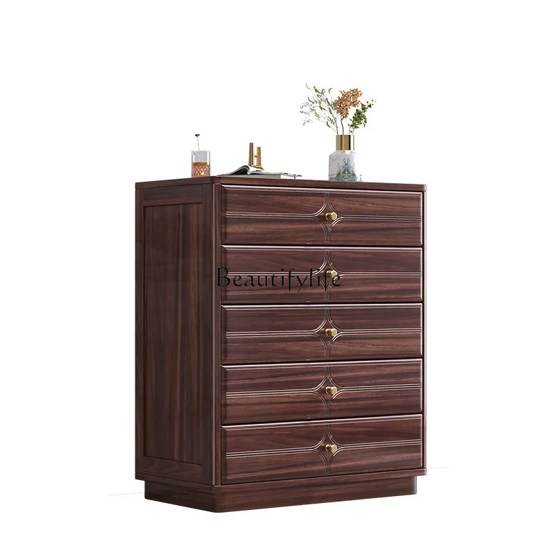 

New Chinese Ebony Solid Wood Modern Light Luxury Simple Storage Cabinet Multi-drawer Locker