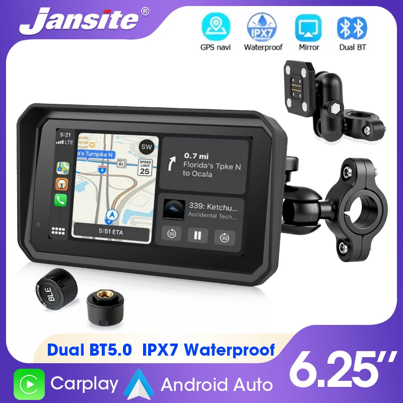 

Jansite 6.25 inch Wireless CarPlay Motorcycle Navigation Digital Moto Dashboard IPX7 Waterproof Motorcycles Screen Accessories