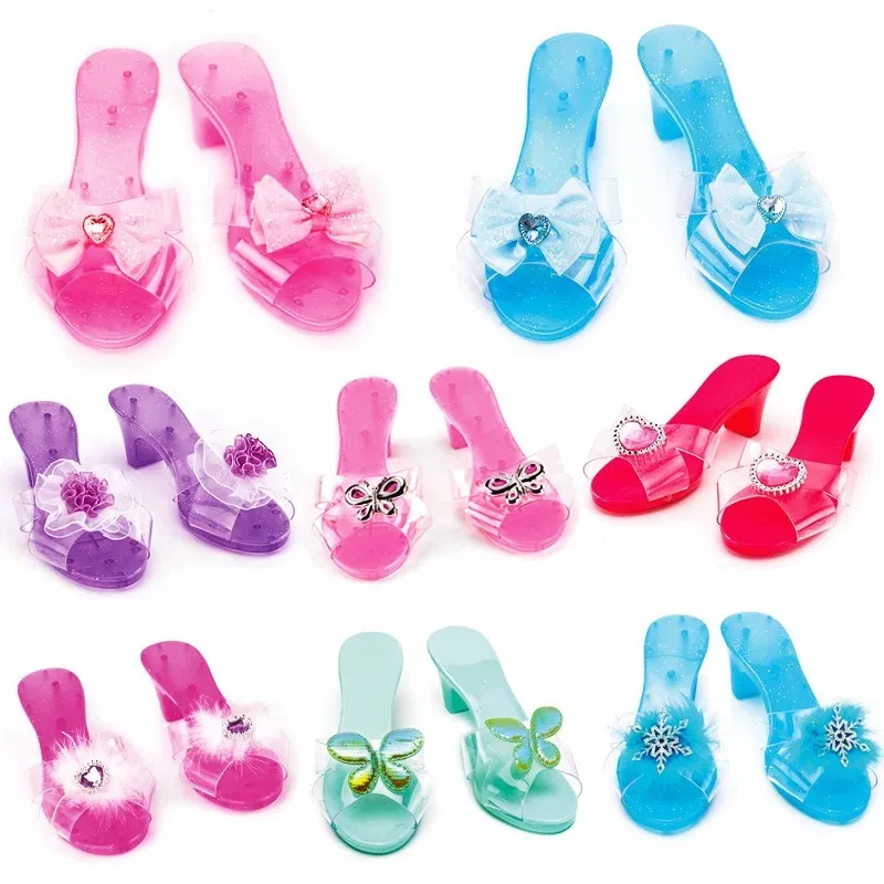 Crystal Princess Shoes Dress Up Toy For Girls 3 Year,High Heel Party Cosplay Toys Set With Sparkly Accessories Pretend Play Gift