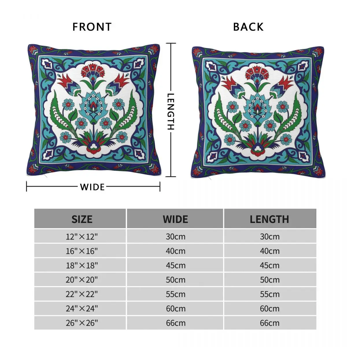 Turkish Tile Iznik Ceramic With Tulips Square Pillowcase Polyester Linen Velvet Pattern Zip Decor Home Cushion Cover 45x45