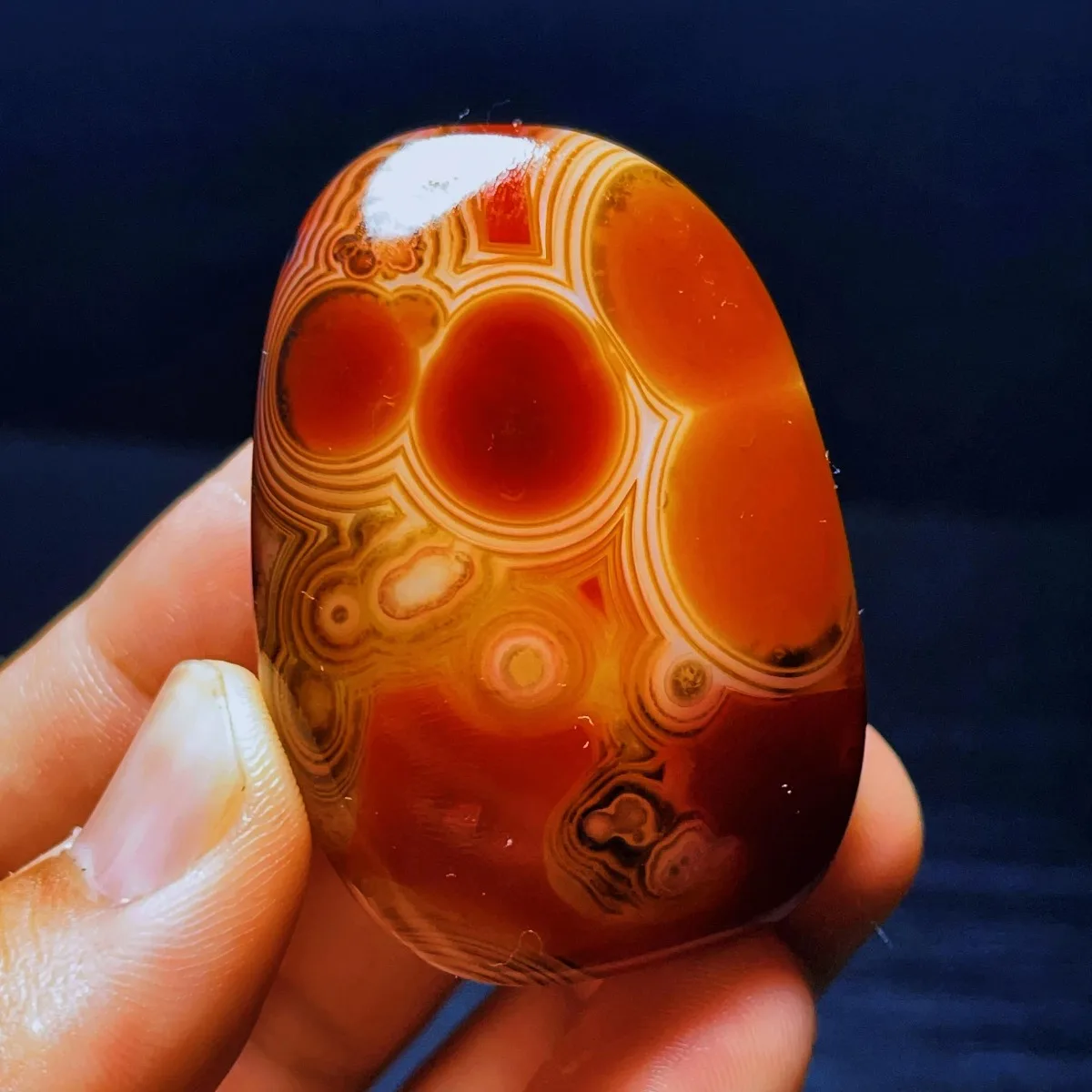 Crystal Clear Banded Agate Worry Stone, Sunset Tone, Tumbled Polished, Crystal Display, Natural Stone, Table Display