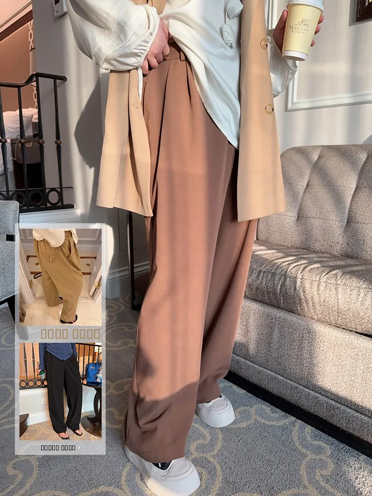 

Vogana High Waist Loose Casual Suit Pants for plus Size Women Commute Sle Straight Leg Trousers Comfortable Loose Fit