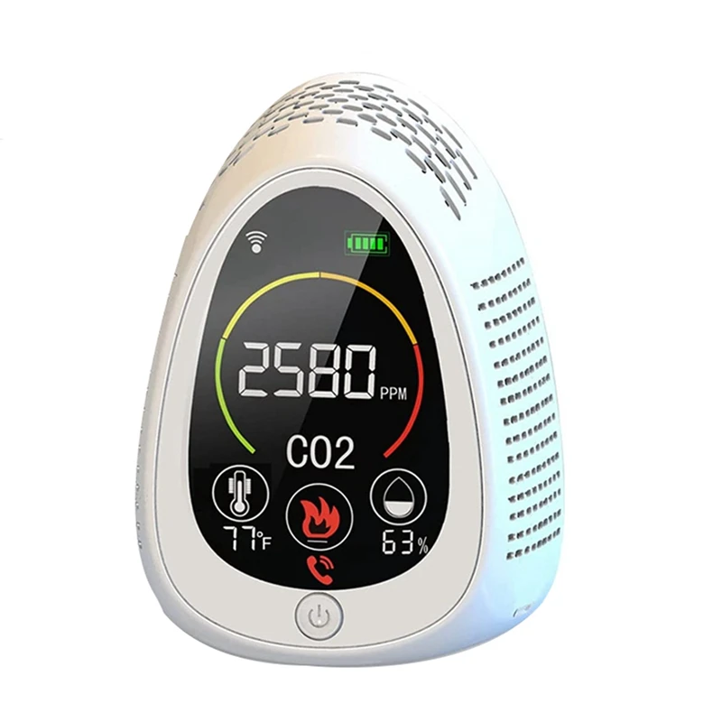 

5 In 1 Tuya Air Quality Monitor Photoelectric Carbon Dioxide Fire Alarm CO2 Temperature Humidity