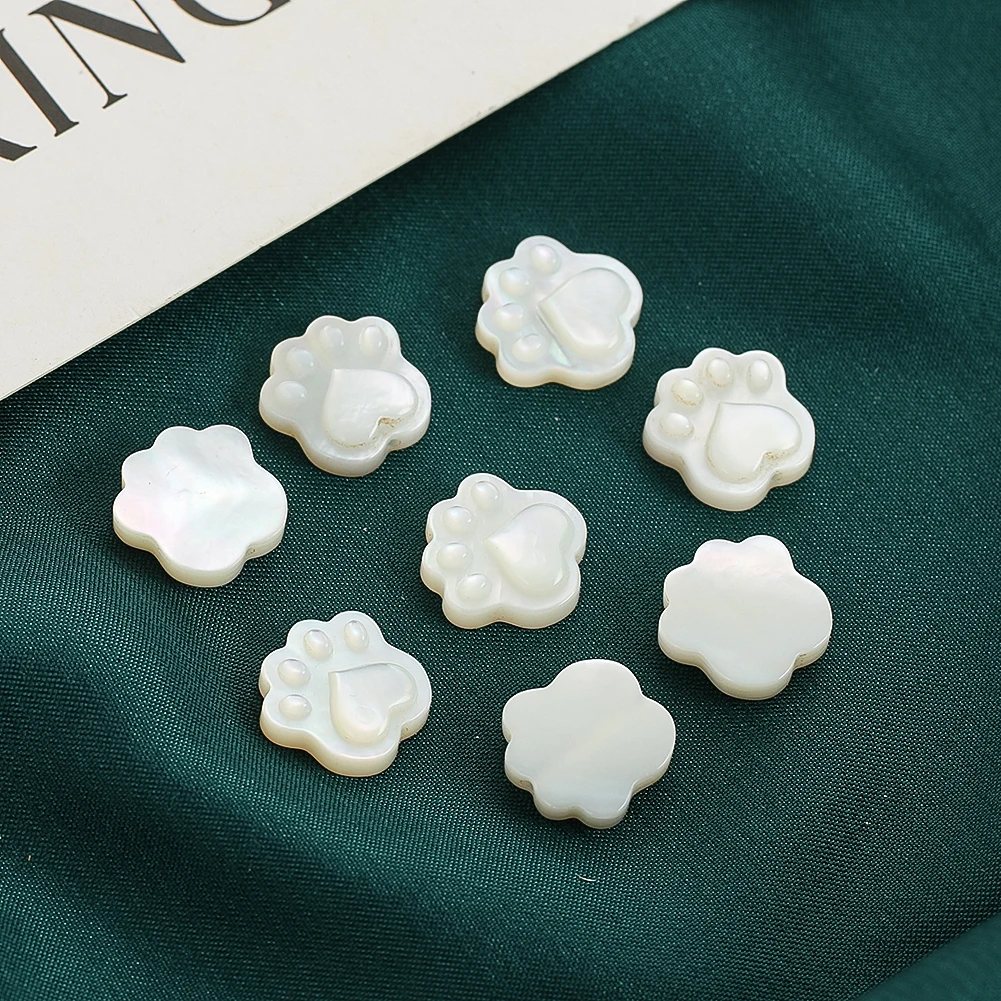 1pcs 10mm Natural Mother of Pearl Shell Dog Paw Shaped Loose Spacer Beads for Jewelry Making DIY Necklace Earrings Accessories
