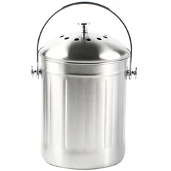 Compost Maker Composter Indoor Stainless Steel Bucket Bins Waste Basket Trash Can