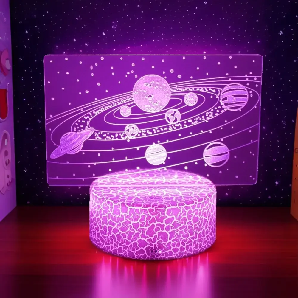 3D Lamp illusion Solar System Nine Planets Lava LED Night Light Color Changing Child Nightlight Table lamps Room Decor Kid Gifts