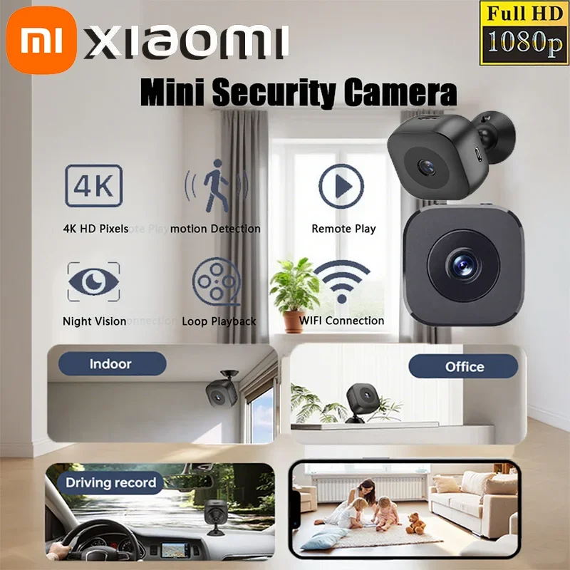 샤오미 8K 미니 보안 카메라 고화질 감시 카메라 풀 컬러 야간 투시경 WiFi 모니터링 방수 모션 감지