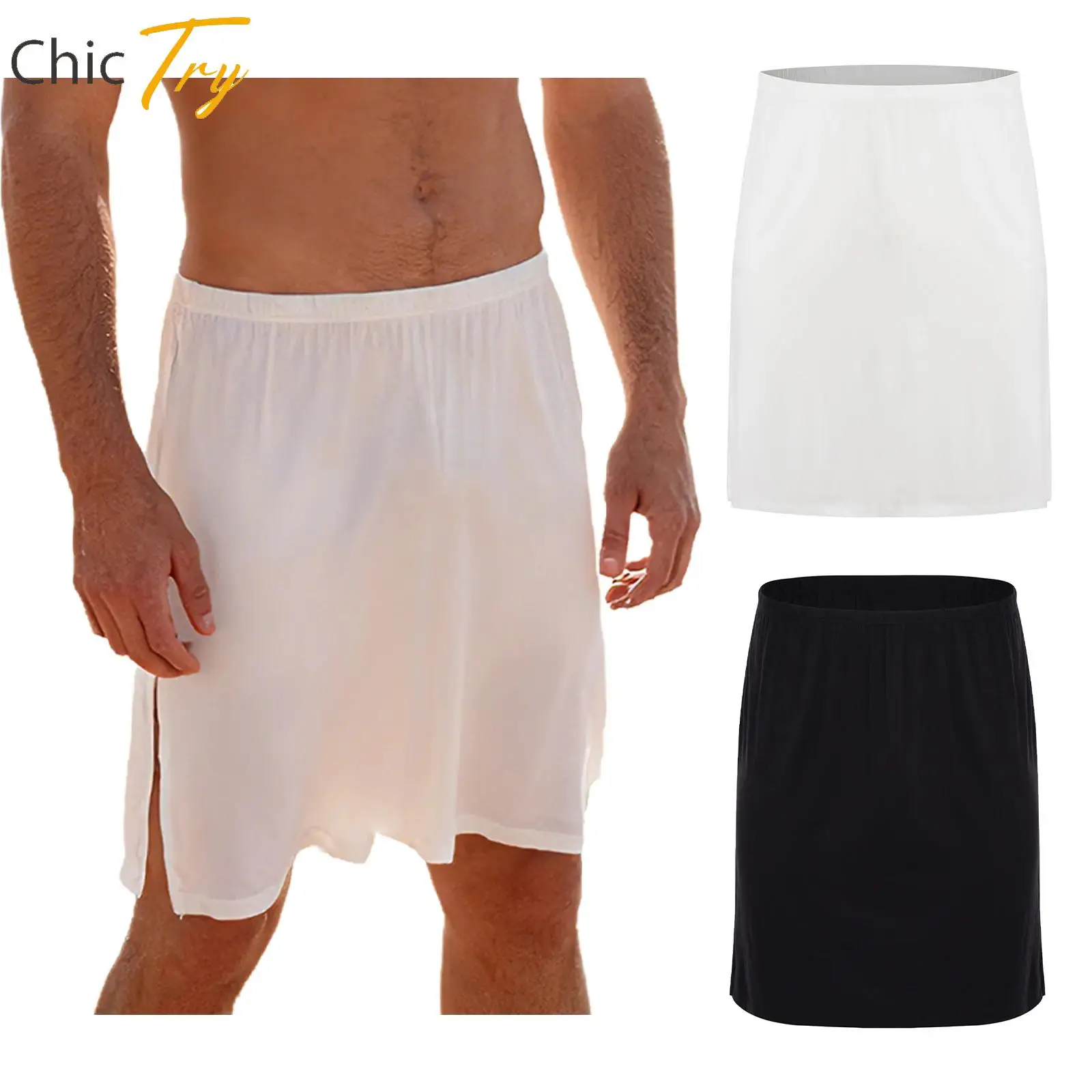 

Men Swimming Beach Pool Party Bottoms Side Split Cover Up Beach Sports Swimwear Bathing Skirt Beachwear Homewear Loungewear