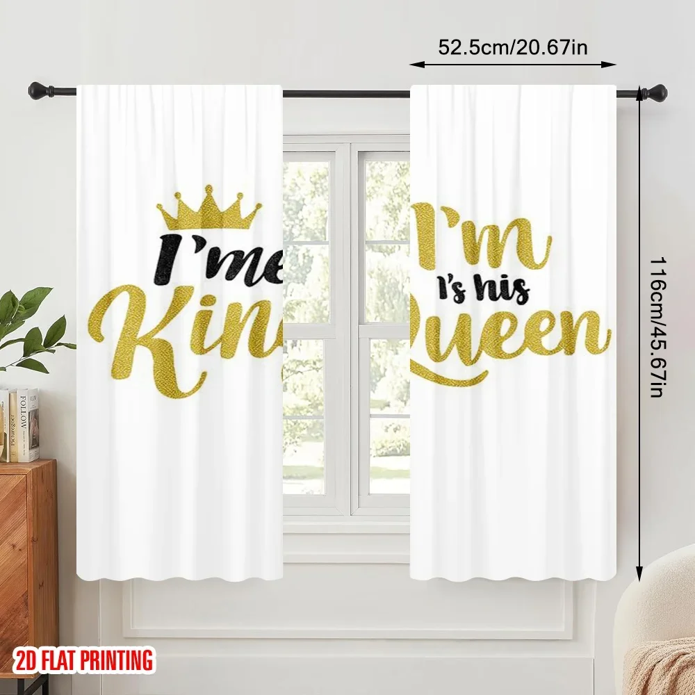 2pcs,2D plane printing Creative Curtains King and Queen (14) Versatile Polyester Fabric (without rod) Versatile All for Living