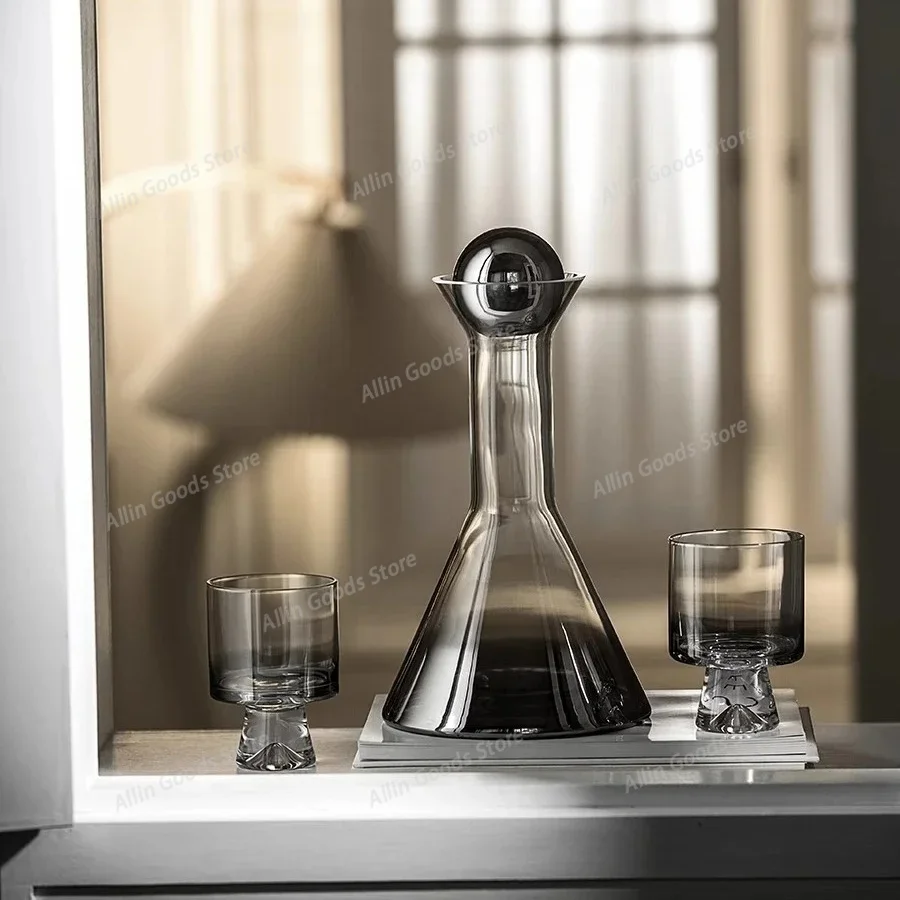 Nordic Light Luxury Glass Pitcher & Cup Drinkware Set, Creative Wine Decanter Bottle with Glasses, Premium Wine Accessories