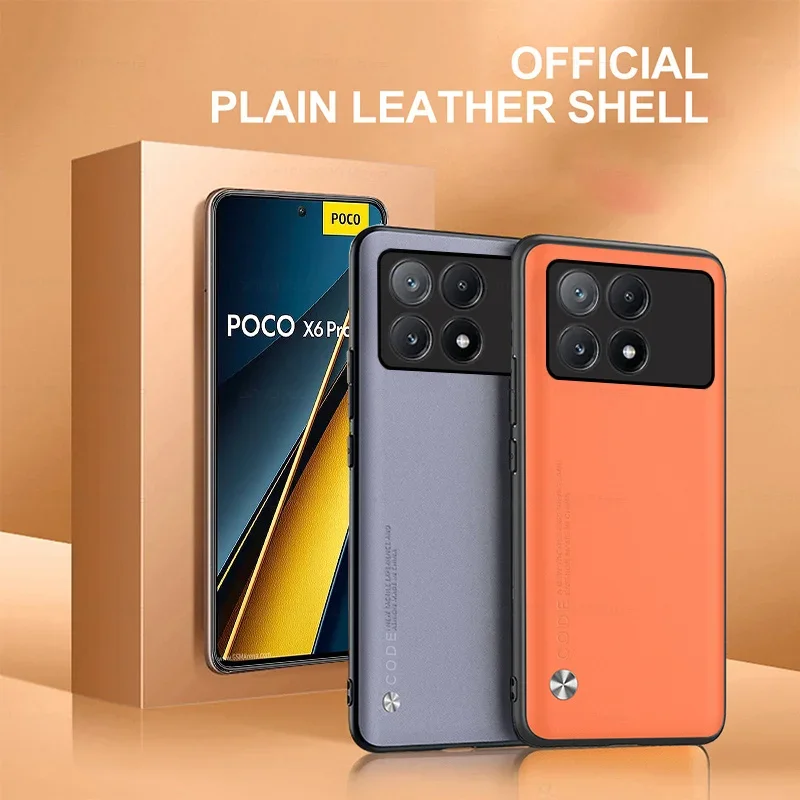 PocoX6Pro Case Leather Shockproof Protect Phone Cover For Xiaomi Poco X6 Pro X 6 PocoX6 X6Pro Soft Silicone Frame Shell Coques