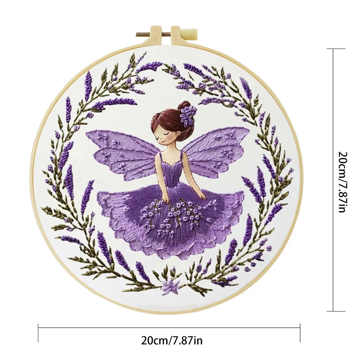 1 Stück 20X20CM/15X15CM 7,87/6,3 Zoll Das lila Mädchen Stickerei-Starter-Kit DIY-Kit DIY-Stickerei-Set Handarbeitsset für Anfänger – Detail 5