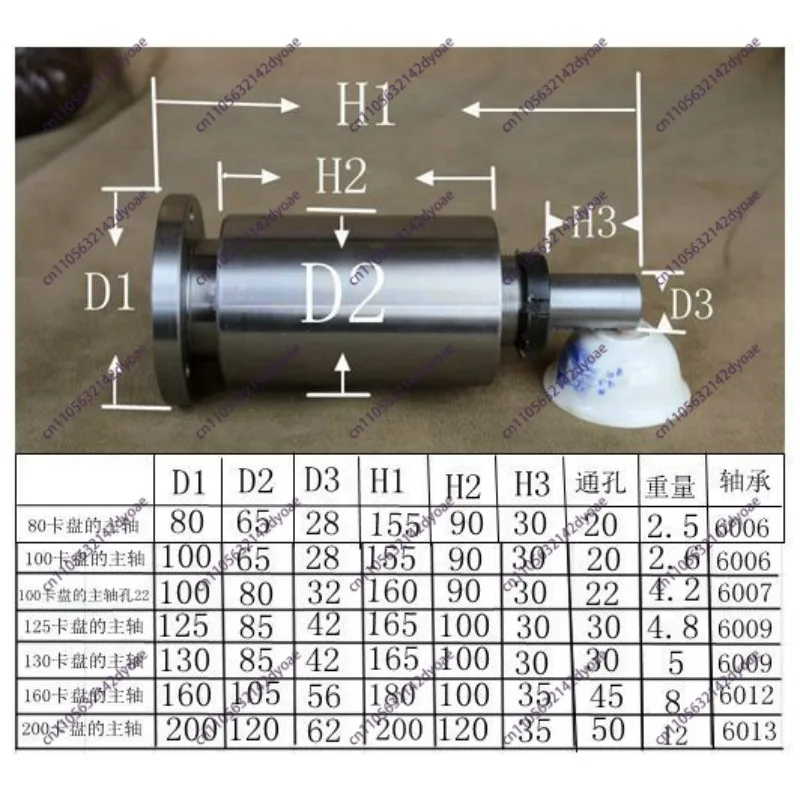 Precision Lathe Spindle Assembly 80-160mm Range Reinforced Flange for Woodworking