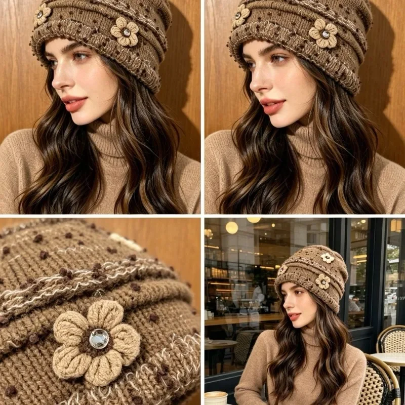 Extra Soft Thickened Warm Knitted Headband Autumn Winter Hat Soft Pile Foreign Atmosphere Design Sand Little Circle Headwear