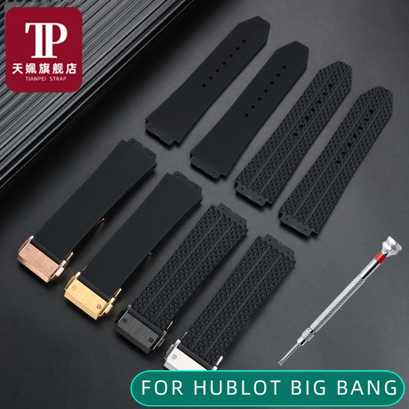 17mm 19mm Silicone Rubber Watchband Applicable for Hublot BIG BANG Black Men Strap With Butterfly Buckle Tools Watch Accessories