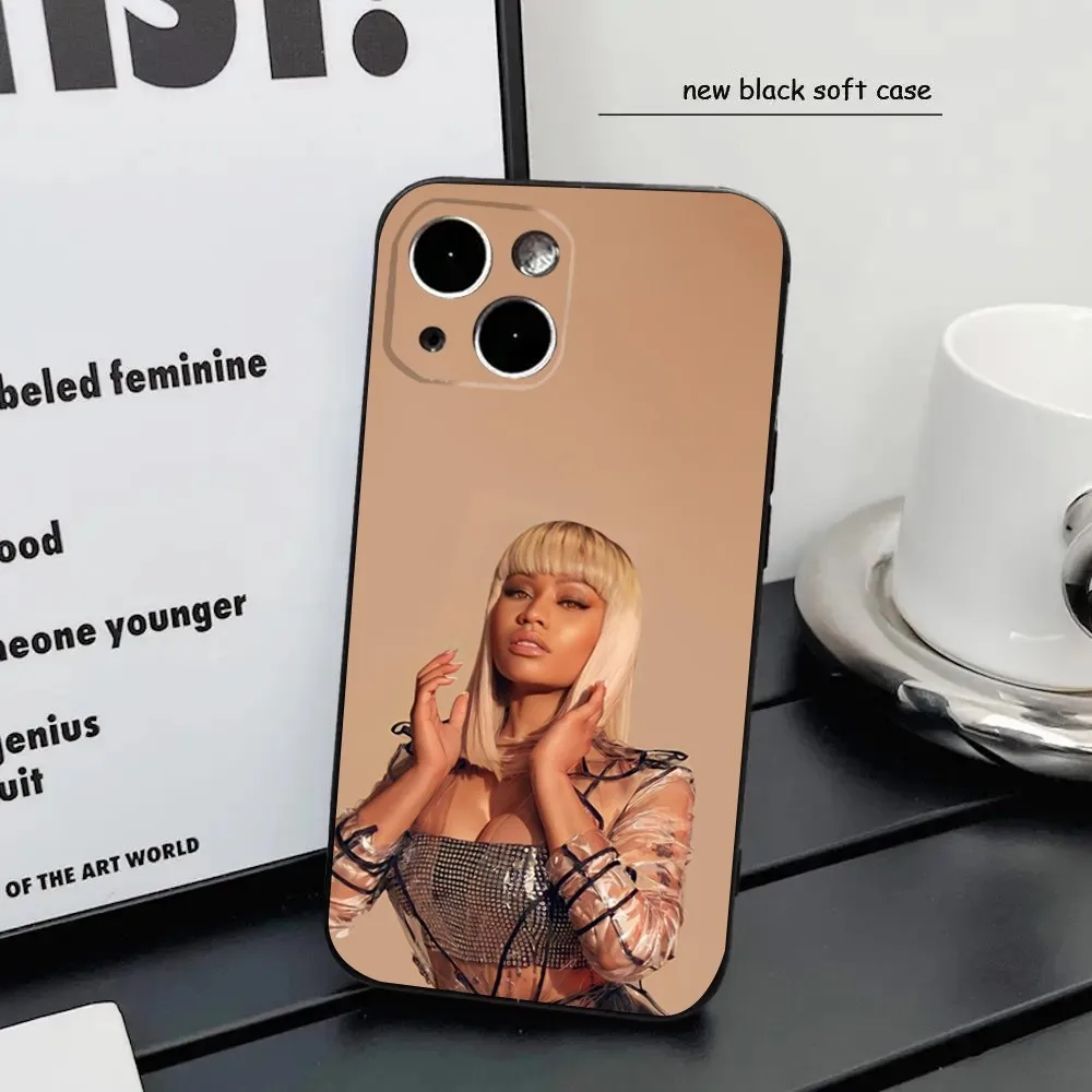 N-Nicki Singer M-Minaj Phone Case For iPhone16,15,14,13,12 Mini 11 Pro XR,X,XS,MAX 7,8 Plus Silicone Cover Soft Black