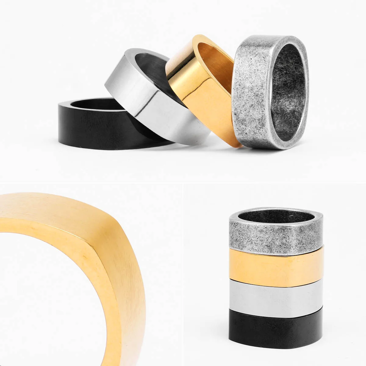 Minimalism Rhombus Stainless Steel Men Rings Punk New In For Male Women Fashion Jewelry Creativity Gift Wholesale Dropshiping view 6