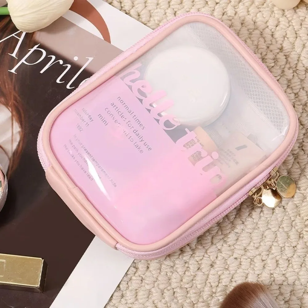 Transparent Cosmetic Organizer Pouch Multi-Compartment Portable Cosmetic Storage Bag Travel Touch-Up Travel Cable Pouch