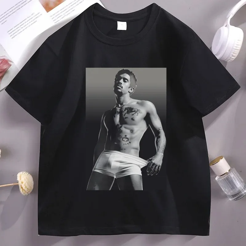 T-shirt Bad Bunny pour hommes, T-shirt Bad Benito, motif vintage, col rond, tendance musicale, streetwear, T-shirts pour femmes et hommes