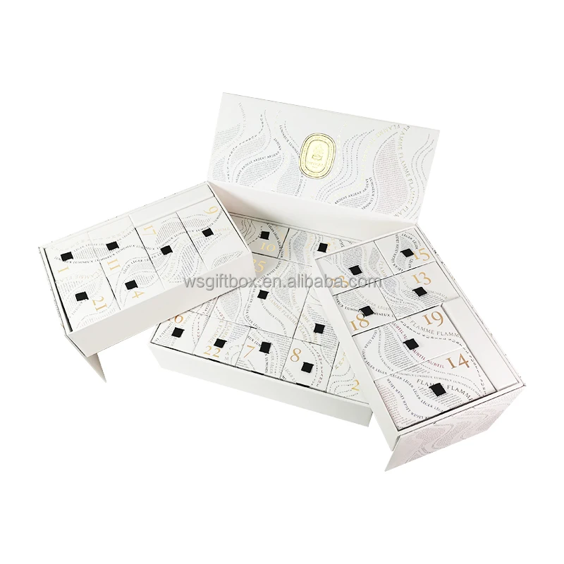 Customization.Luxury Beauty Advent Calendar Custom Design Gold Foil Embossing Magnetic Closure Premium Packaging Matt Lamination