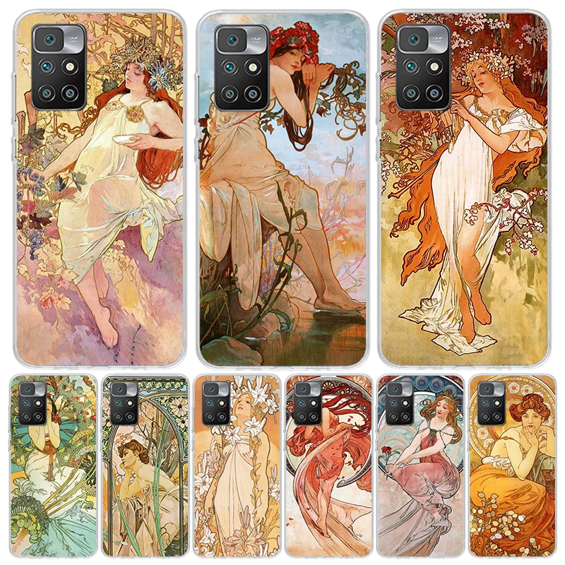 Alfons Mucha Primavera Phone Case For Xiaomi 12C 12 10C 10 10A 9C 9 9A 9T 8A 8 7A 7 6A 6 Pro S2 K70 K60 K40 K20 Art Coque Capa