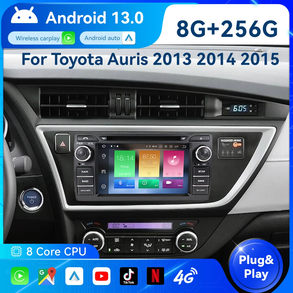 Android 13 Car Multimedia Player For Toyota Auris 2013 2014 2015 Car Radio GPS Navigation Video GPS Stereo Carplay DVD Player BT