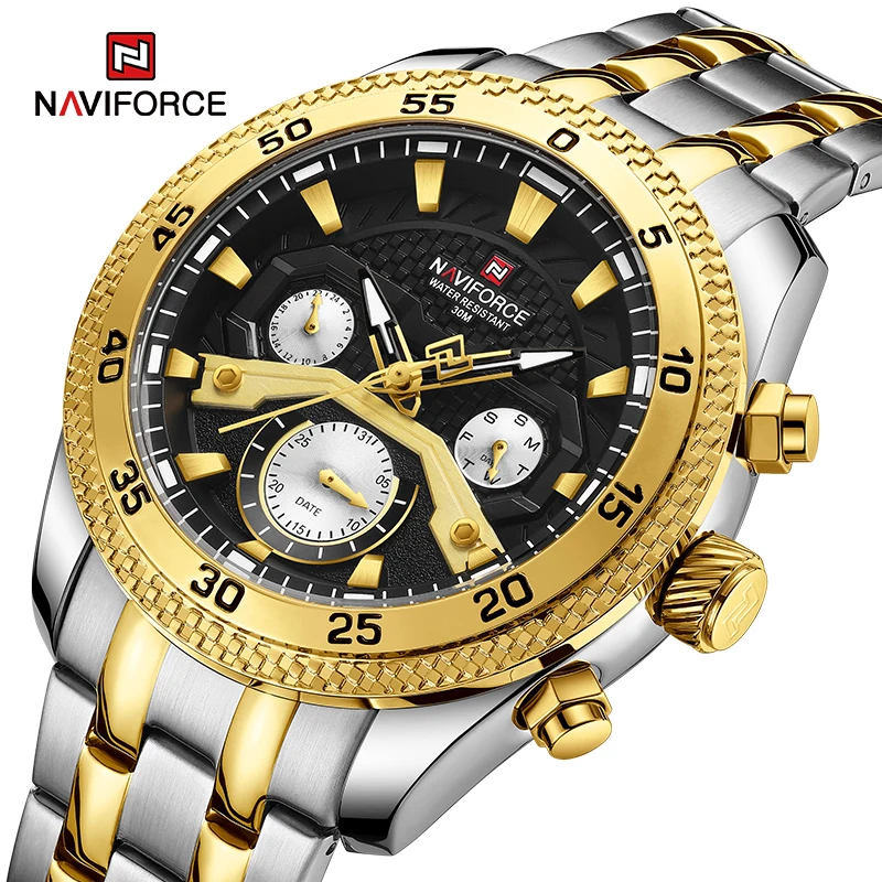 NAVIFORCE Top Brand Luxury Multi-Function Men\'s Watches Fashion Wild Quartz Wrist Watch for Man Stainless Steel Waterproof Clock