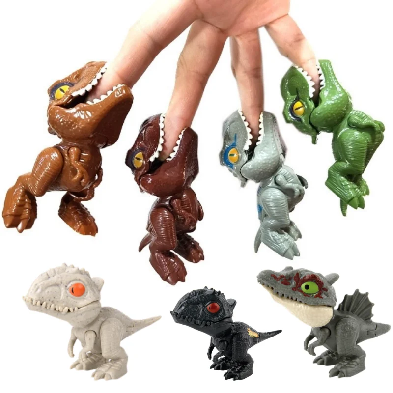 Jurassic Finger Dinosaur Toys Tyrannosaurus Triceratops Model Funny Tricky Finger Biting Dino Kids Interactive Toy Birthday Gift