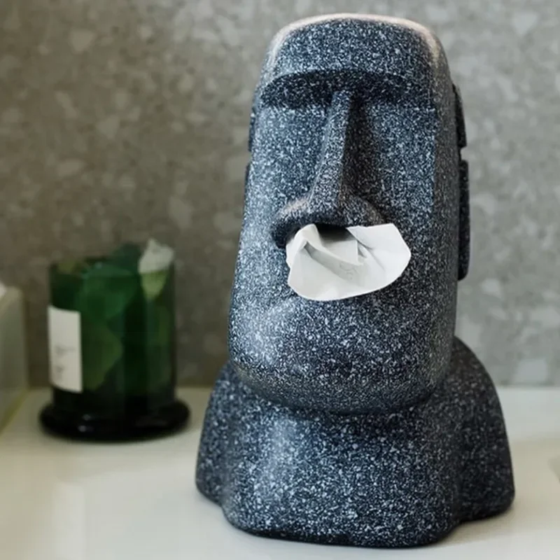 Customizable Portrait Paper Towel Box Resurrection Island Stone Statue Tissue Case Resin Office Desktop Napkin Dispenser Hallowe