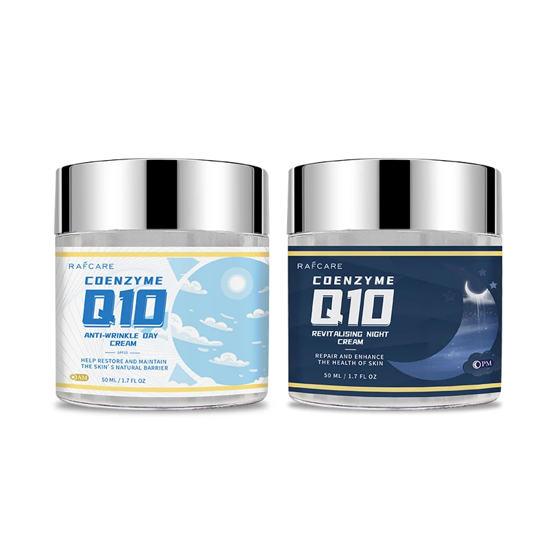 Q10 Anti-Wrinkle Day Night Cream Set Pro-Retinol Facial Moisturizer Niacinamide Sensitive Dry Skin Care Kit 2 Bottles