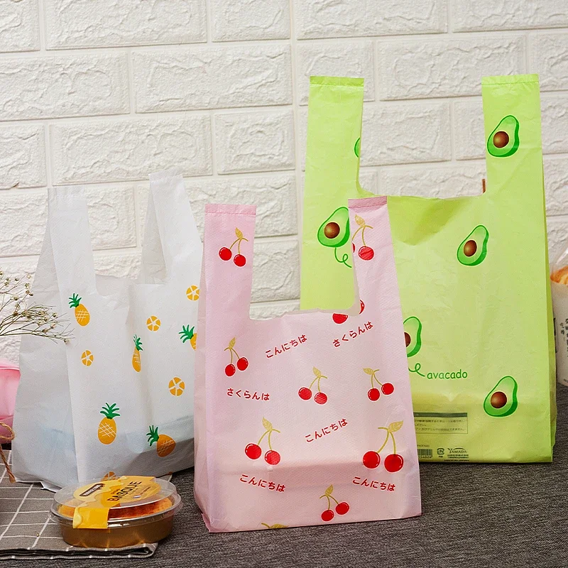 Plastic Restaurant Takeout Pack Bag Desserts Cake Food Disposable Thickening Packing Shopping Handbag Clothing Handle Storage