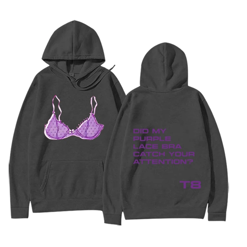 Tate McRae Purple Lace Bra So Close To What hoodie men women vintage Long sleeve Sweatshirt with print Graphics oversized unisex