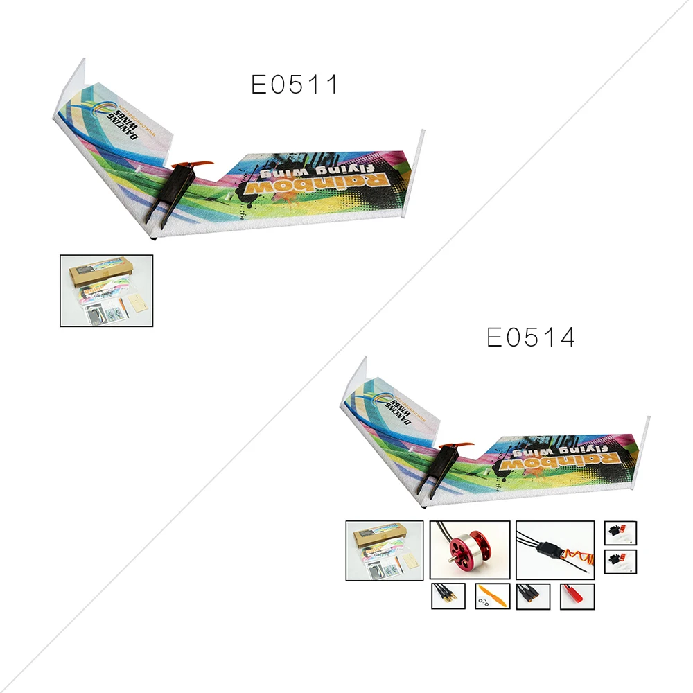 Dancing Wings Hobby E0511 Rainbow Flying Wing V2 RC Airplane 800mm Wingspan Delta Wing Tail-pusher Aircraft KIT