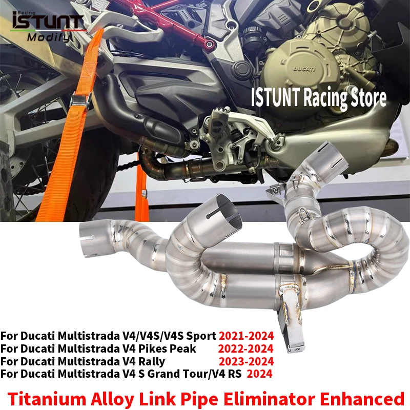 Slip On For Ducati Multistrada V4 RS V4S Sport Rally 2021-2024 Motorcycle Exhaust Muffler Link Pipe Escape Eliminator Enhanced
