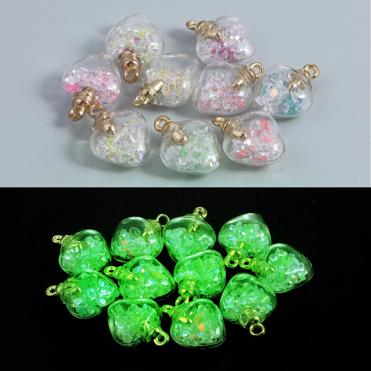 Kawaii Leuchtender Glasanhänger Fünfzackiger Stern Herzförmige Charms DIY Valentinstag Geburtstagsgeschenk Anhänger Zubehör – Detail 7