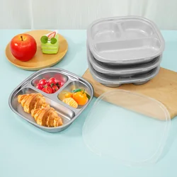 4Pcs Stainless Steel Kids Plates Food Grade Divided Serving Tray Kitchen Dishes Lunch Container for Picnic Camping School