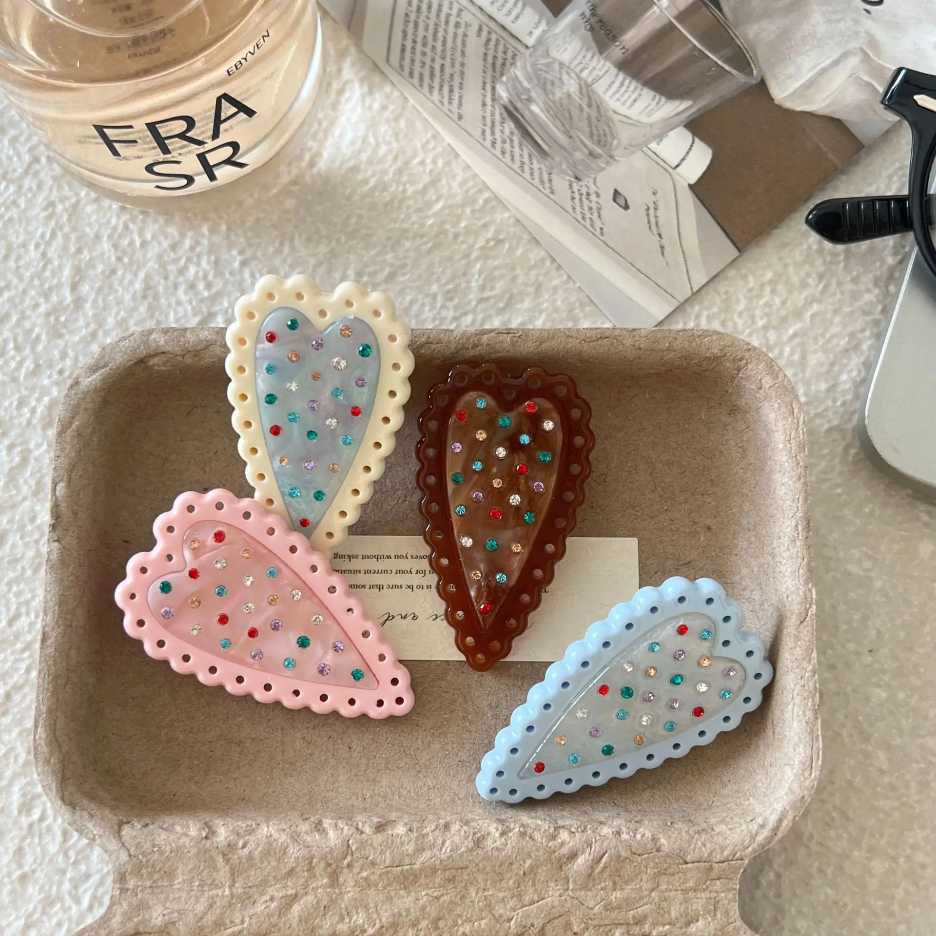 

Ladies' Hair Clips Korean Y2K Heart-shaped Diamond Polka Dots Kawaii Sweet Cool Trendy Hair Pins High-quality Hair Accessories