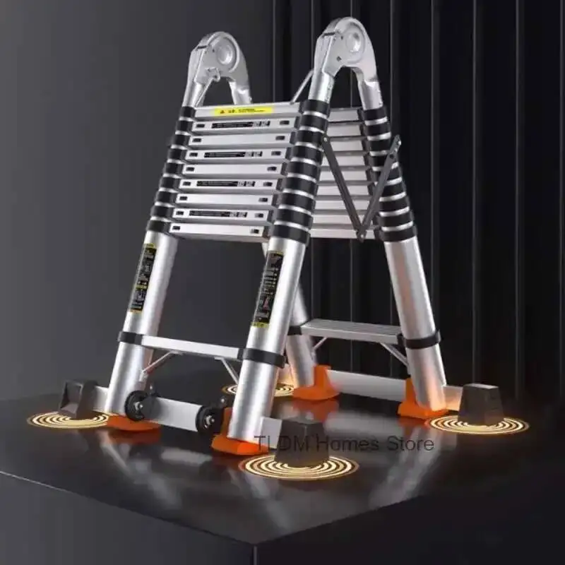 Telescopic Step Ladder Multi-functional Lifting Engineering Stairs Thickened Herringbone Ladders Folding Stairs  Alloy
